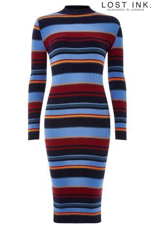 Lost Ink Striped Knit Dress